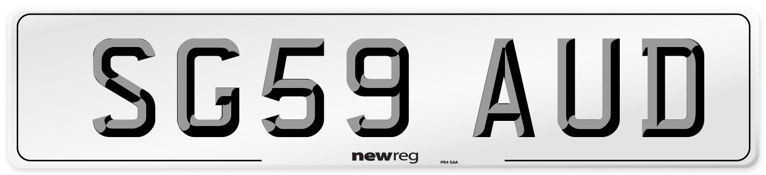 SG59 AUD Number Plate from New Reg
